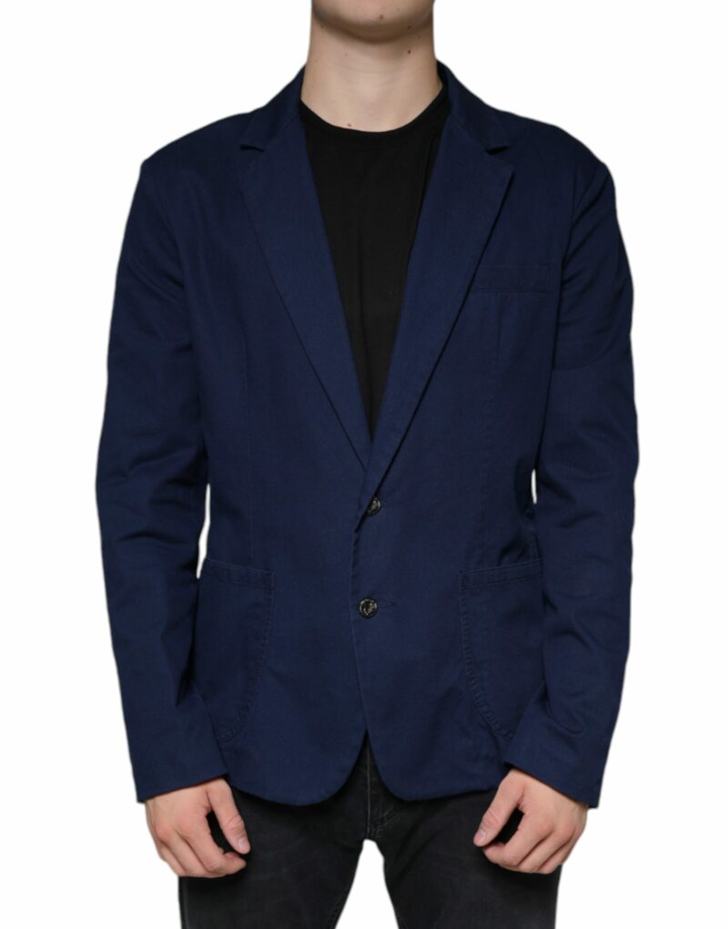 Dolce & Gabbana Blue Notch Single Breasted Dress Coat Blazer - Image 2