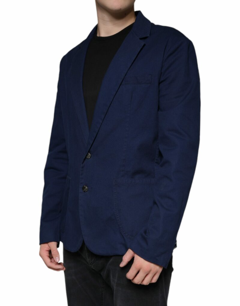 Dolce & Gabbana Blue Notch Single Breasted Dress Coat Blazer - Image 3