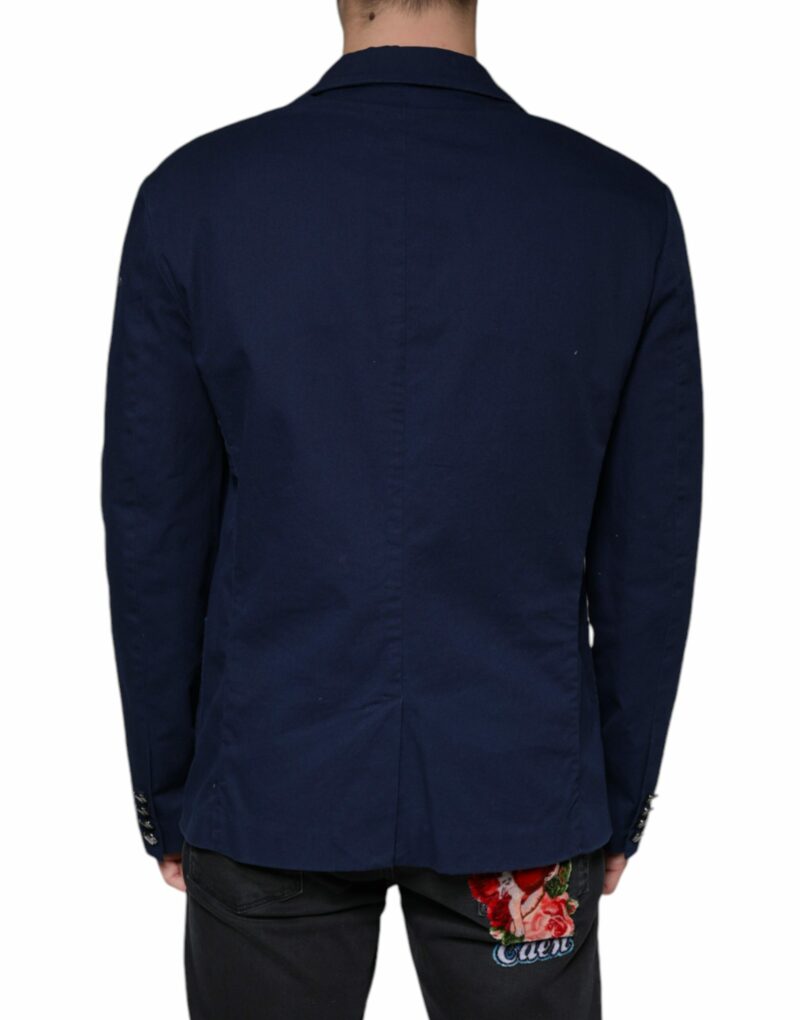 Dolce & Gabbana Blue Notch Single Breasted Dress Coat Blazer - Image 4