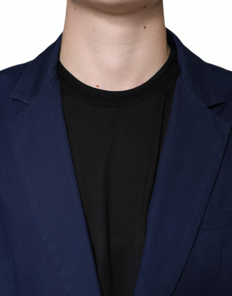 Dolce & Gabbana Blue Notch Single Breasted Dress Coat Blazer - Image 5