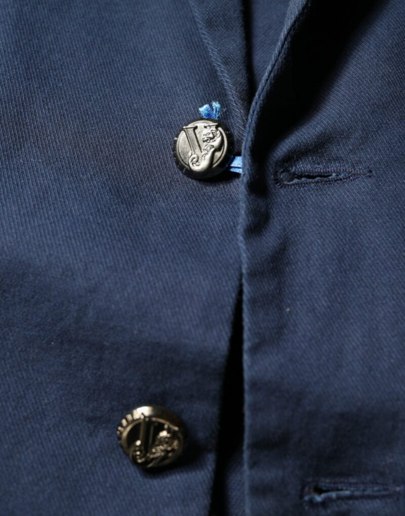 Dolce & Gabbana Blue Notch Single Breasted Dress Coat Blazer - Image 8