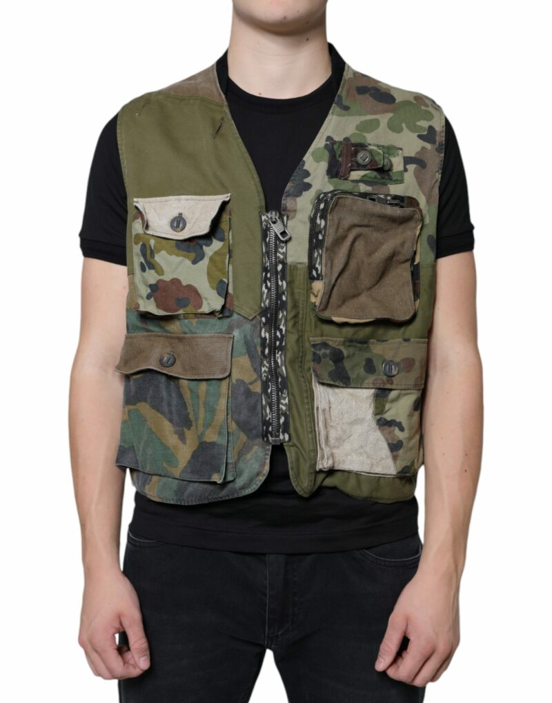 Dolce & Gabbana Multicolor Patchwork Sleeveless Vest Jacket - Image 2