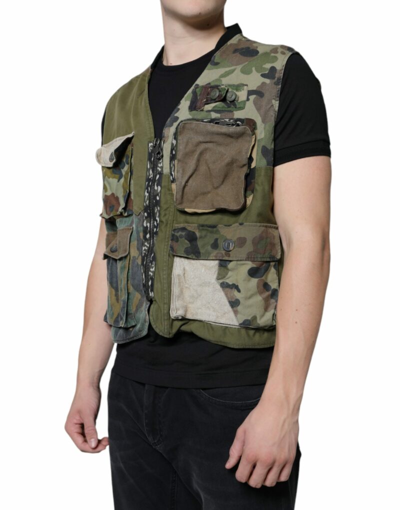 Dolce & Gabbana Multicolor Patchwork Sleeveless Vest Jacket - Image 3