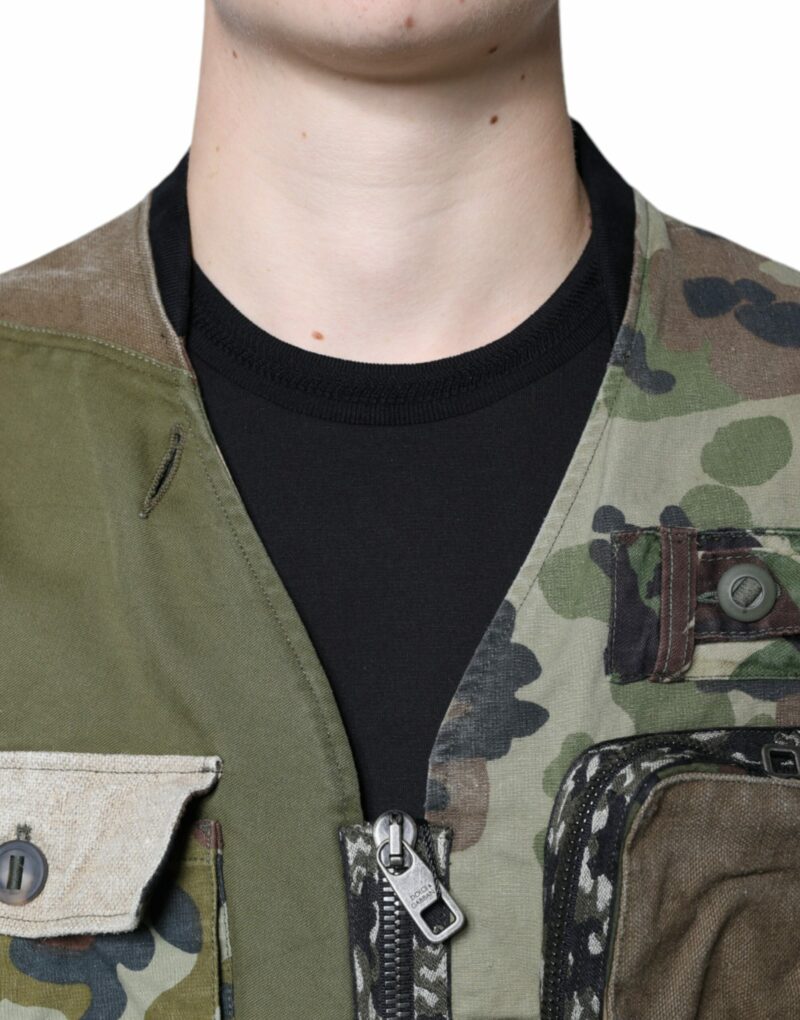 Dolce & Gabbana Multicolor Patchwork Sleeveless Vest Jacket - Image 5