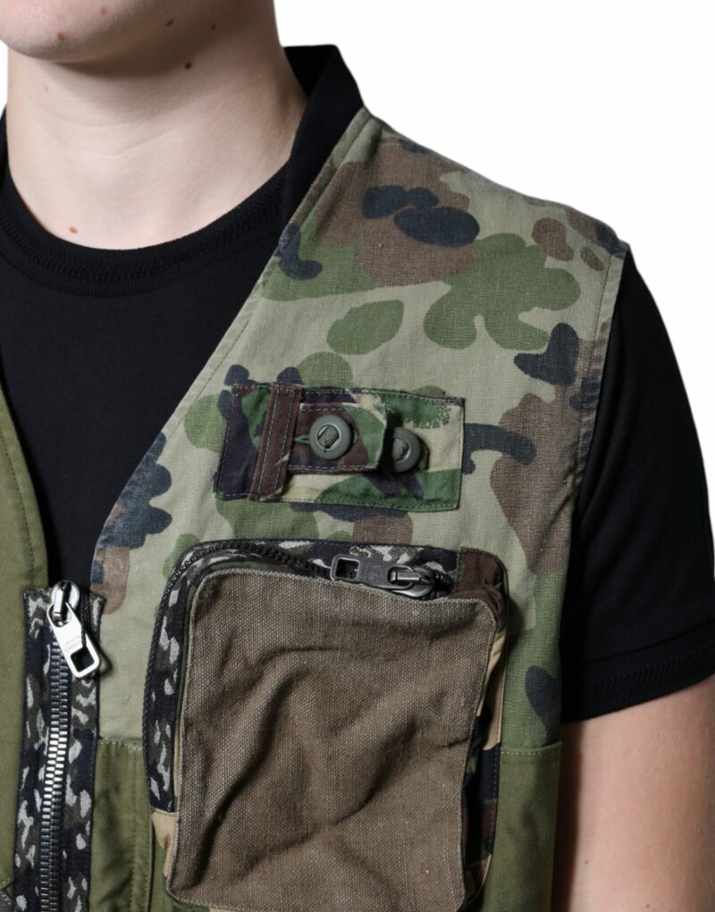 Dolce & Gabbana Multicolor Patchwork Sleeveless Vest Jacket - Image 6