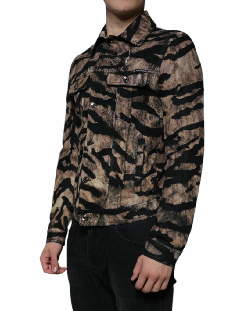 Dolce & Gabbana Brown Tiger Button Down Collared Jacket - Image 3