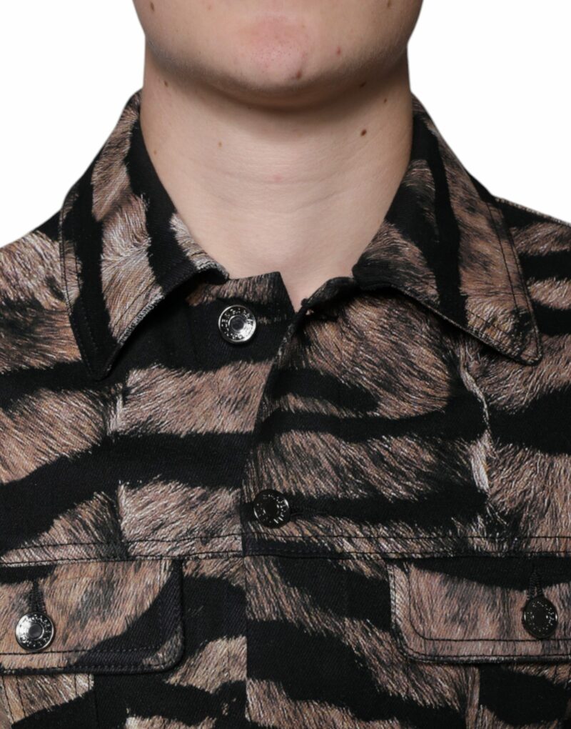 Dolce & Gabbana Brown Tiger Button Down Collared Jacket - Image 5