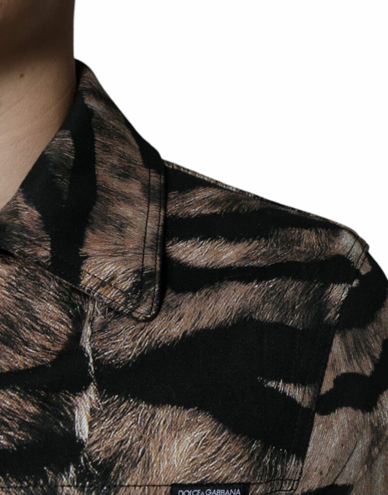 Dolce & Gabbana Brown Tiger Button Down Collared Jacket - Image 6