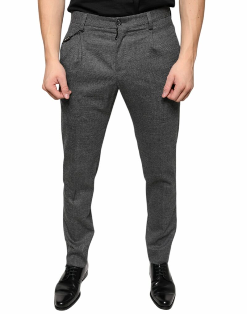 Dolce & Gabbana Gray Check Tartan Wool Skinny Pants - Image 2
