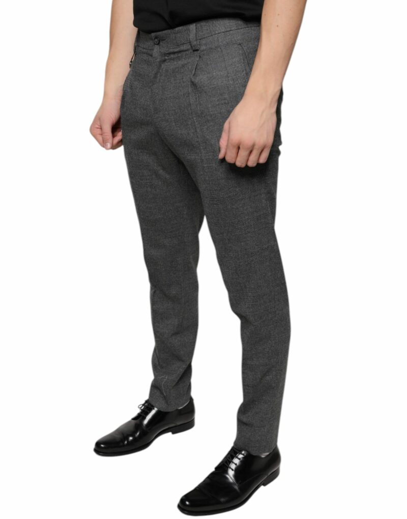 Dolce & Gabbana Gray Check Tartan Wool Skinny Pants - Image 3