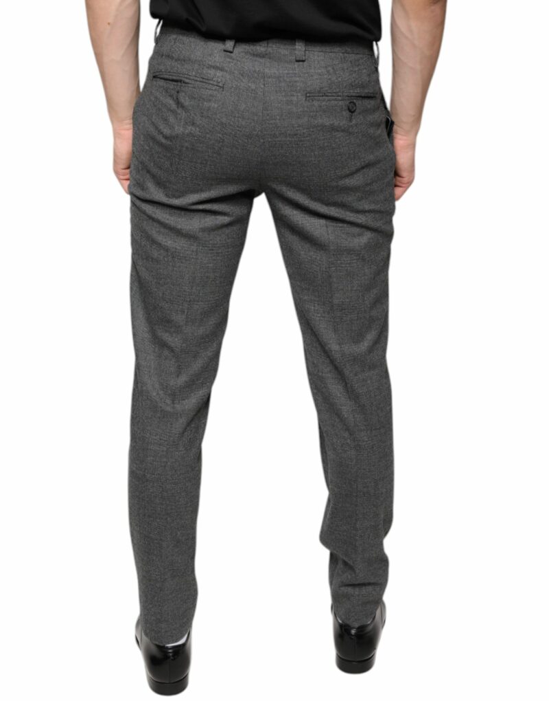 Dolce & Gabbana Gray Check Tartan Wool Skinny Pants - Image 4