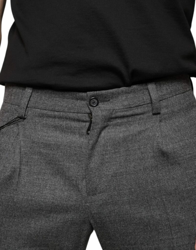 Dolce & Gabbana Gray Check Tartan Wool Skinny Pants - Image 5
