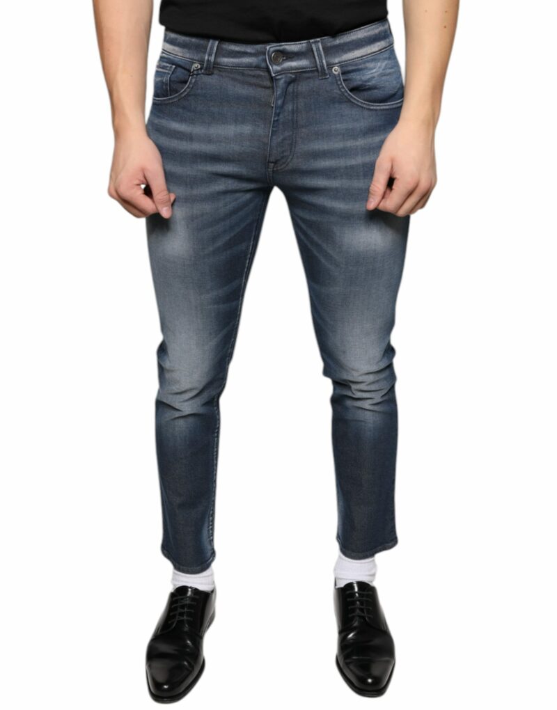 Dolce & Gabbana Dark Blue Washed Cotton Skinny Denim Jeans - Image 2