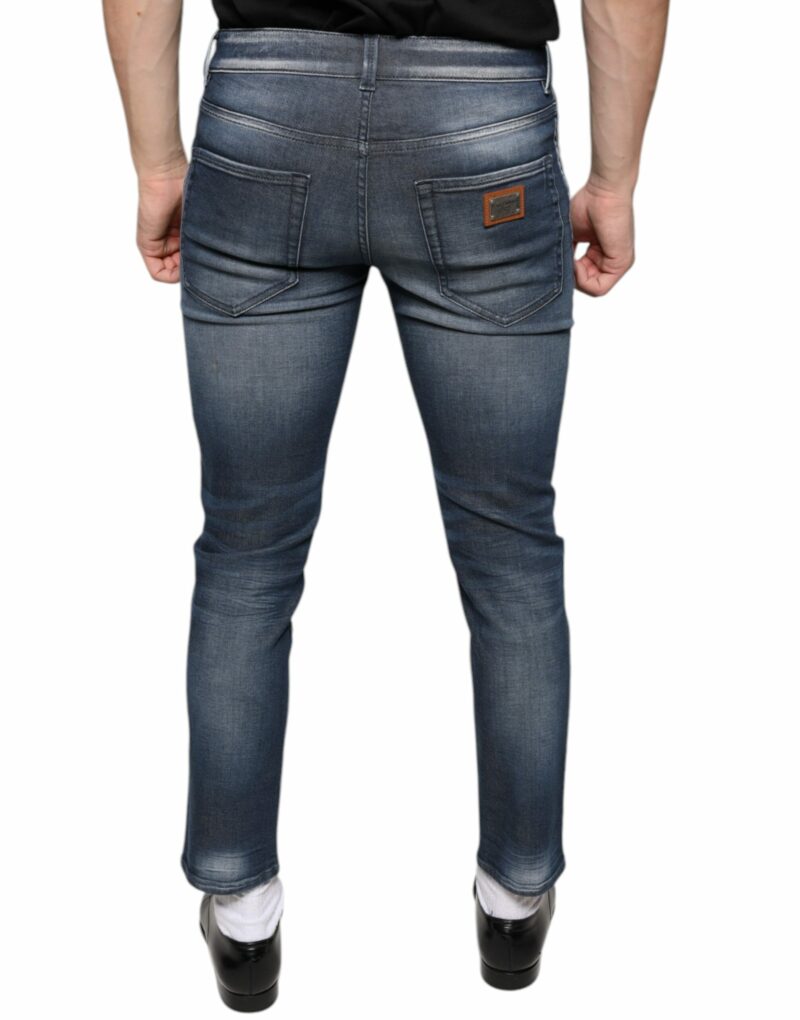 Dolce & Gabbana Dark Blue Washed Cotton Skinny Denim Jeans - Image 4