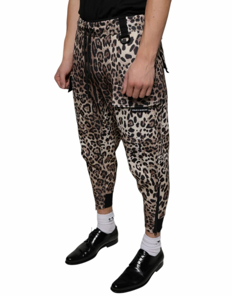 Dolce & Gabbana Brown Leopard Polyester Jogger Pants - Image 3