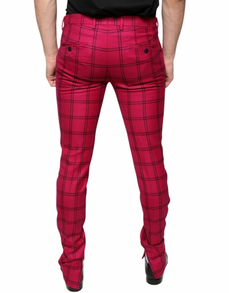 Dolce & Gabbana Pink Checkered Wool Skinny Pants - Image 4