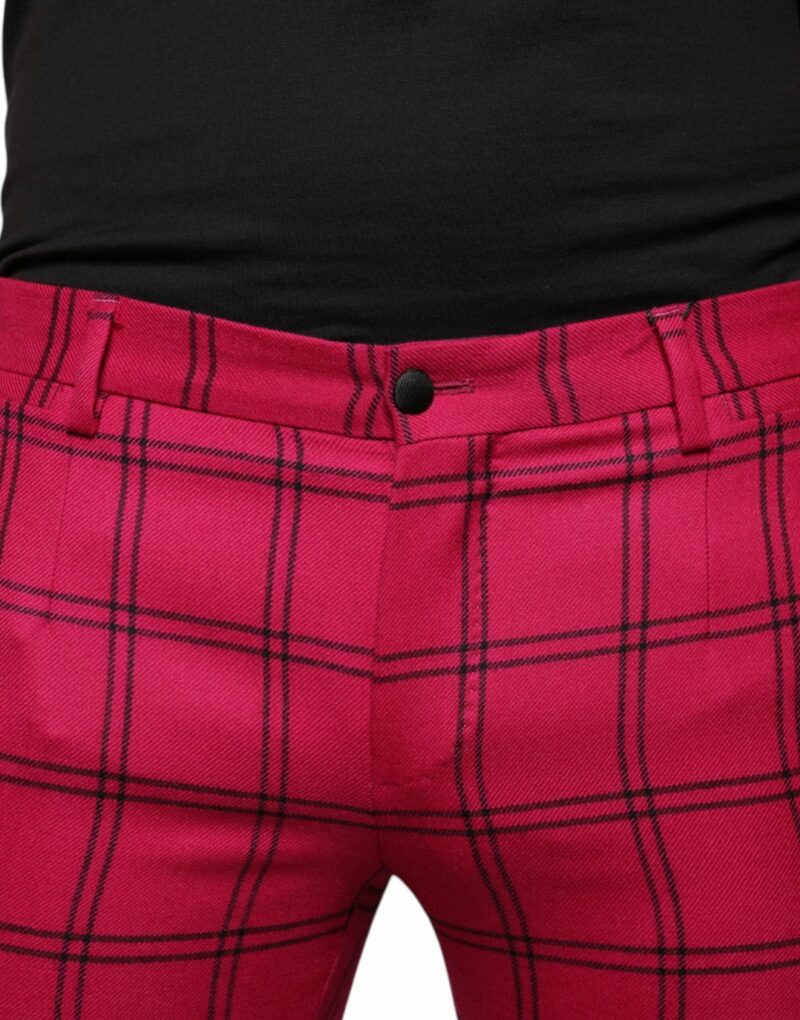 Dolce & Gabbana Pink Checkered Wool Skinny Pants - Image 5