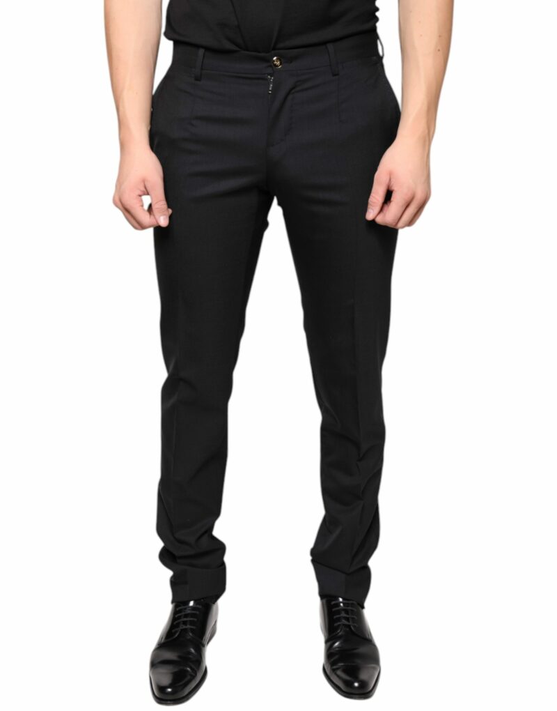 Dolce & Gabbana Black Wool Skinny Men Dress Pants - Image 2
