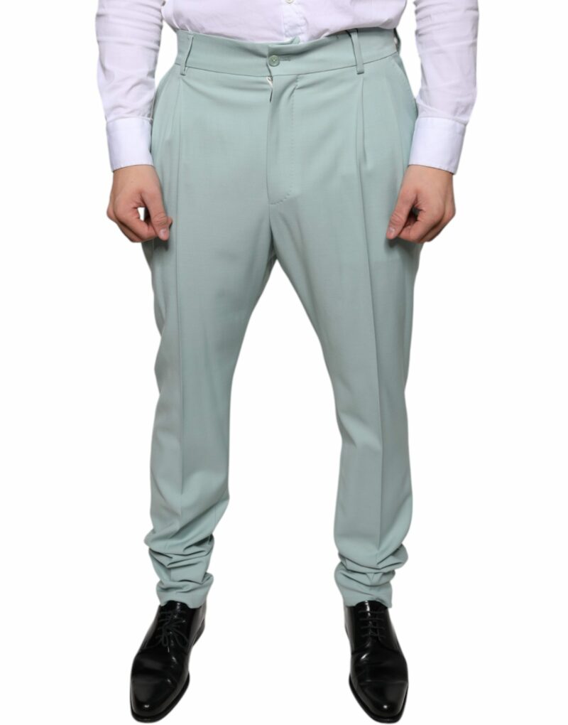 Dolce & Gabbana Mint Green Cotton Dress Pants - Image 2