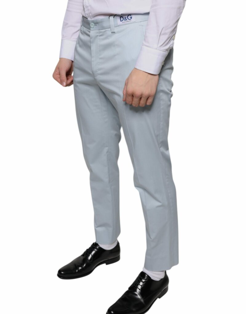 Dolce & Gabbana Light Blue Cotton Dress Pants - Image 3