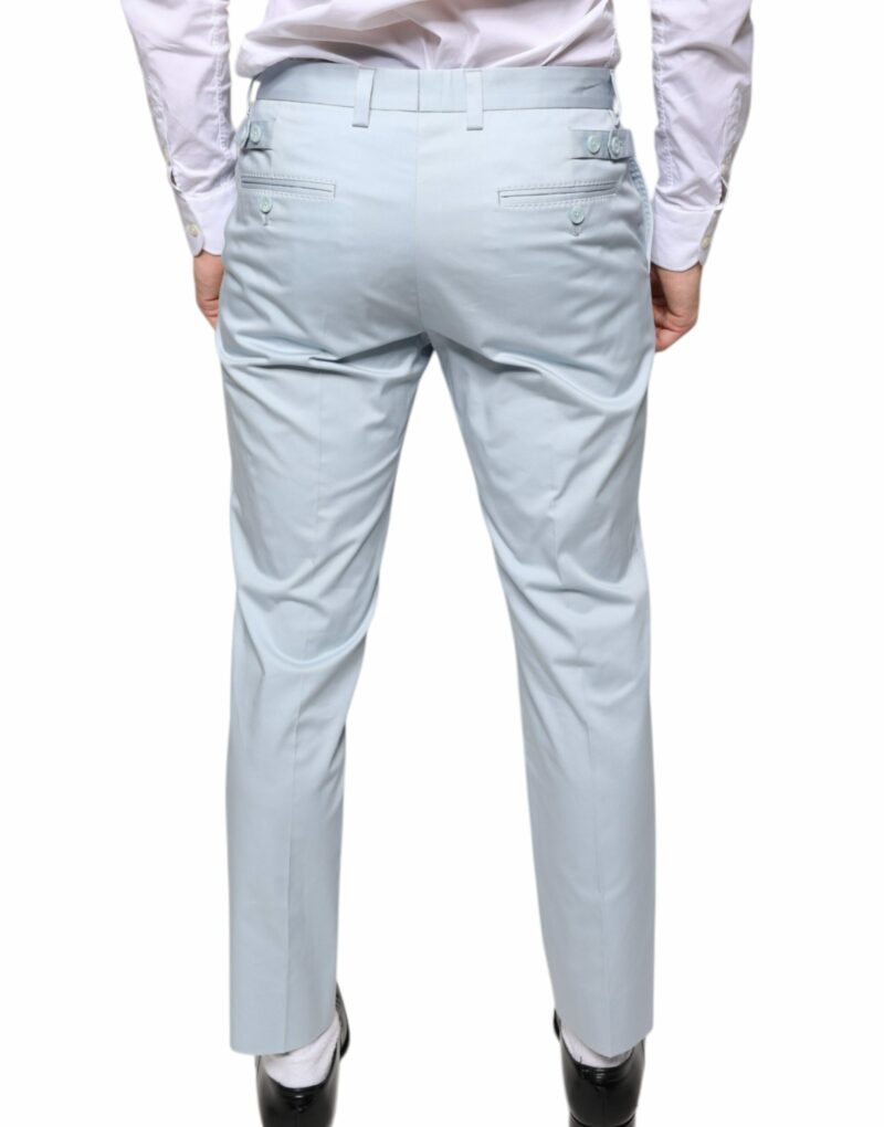 Dolce & Gabbana Light Blue Cotton Dress Pants - Image 4