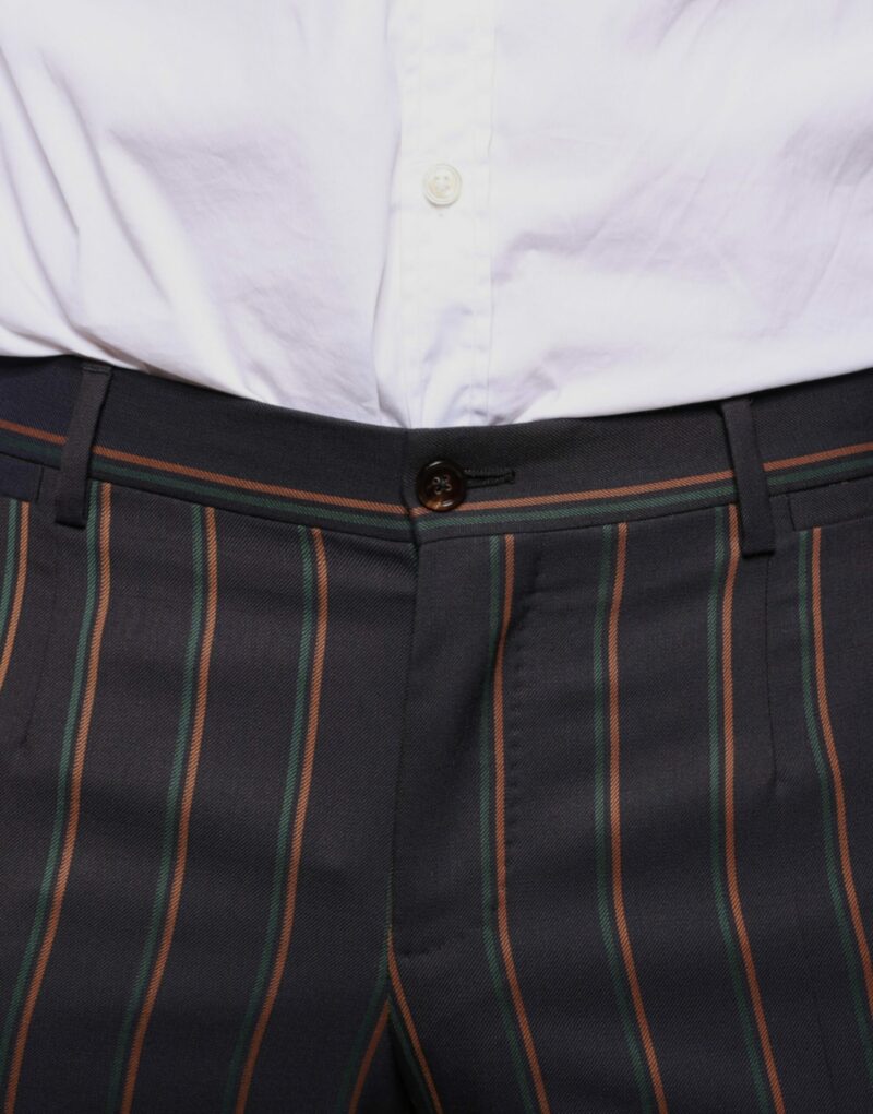 Dolce & Gabbana Brown Stripes Skinny Men Dress Pants - Image 5