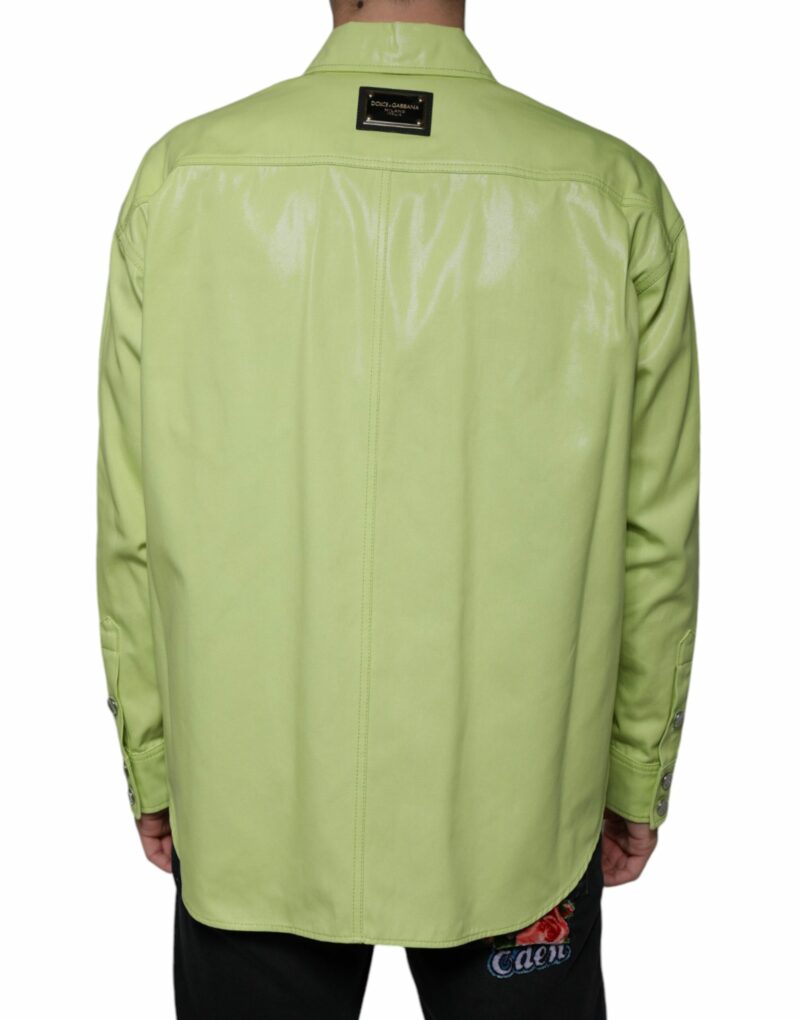 Dolce & Gabbana Green Cotton Collared Men Button Down Shirt - Image 4