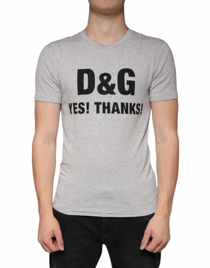 Dolce & Gabbana Gray Logo Print Crewneck Short Sleeve T-shirt - Image 2