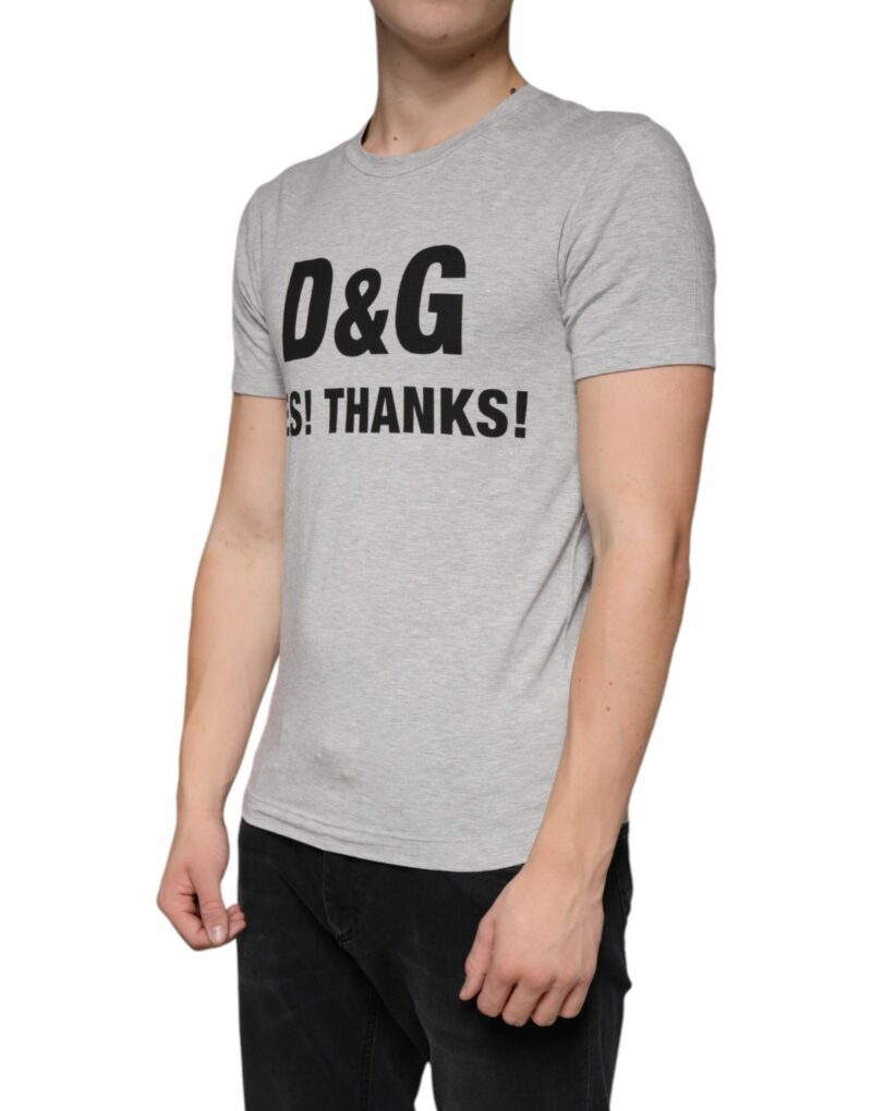 Dolce & Gabbana Gray Logo Print Crewneck Short Sleeve T-shirt - Image 3