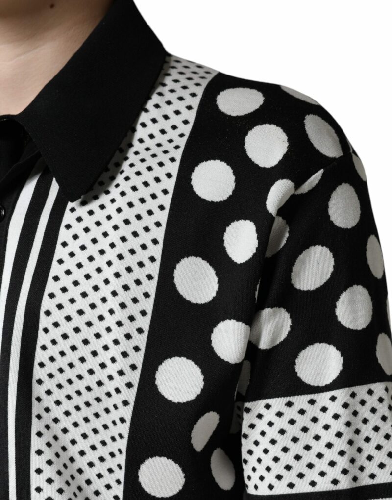 Dolce & Gabbana Black White Polka Dot Collared Polo T-shirt - Image 6