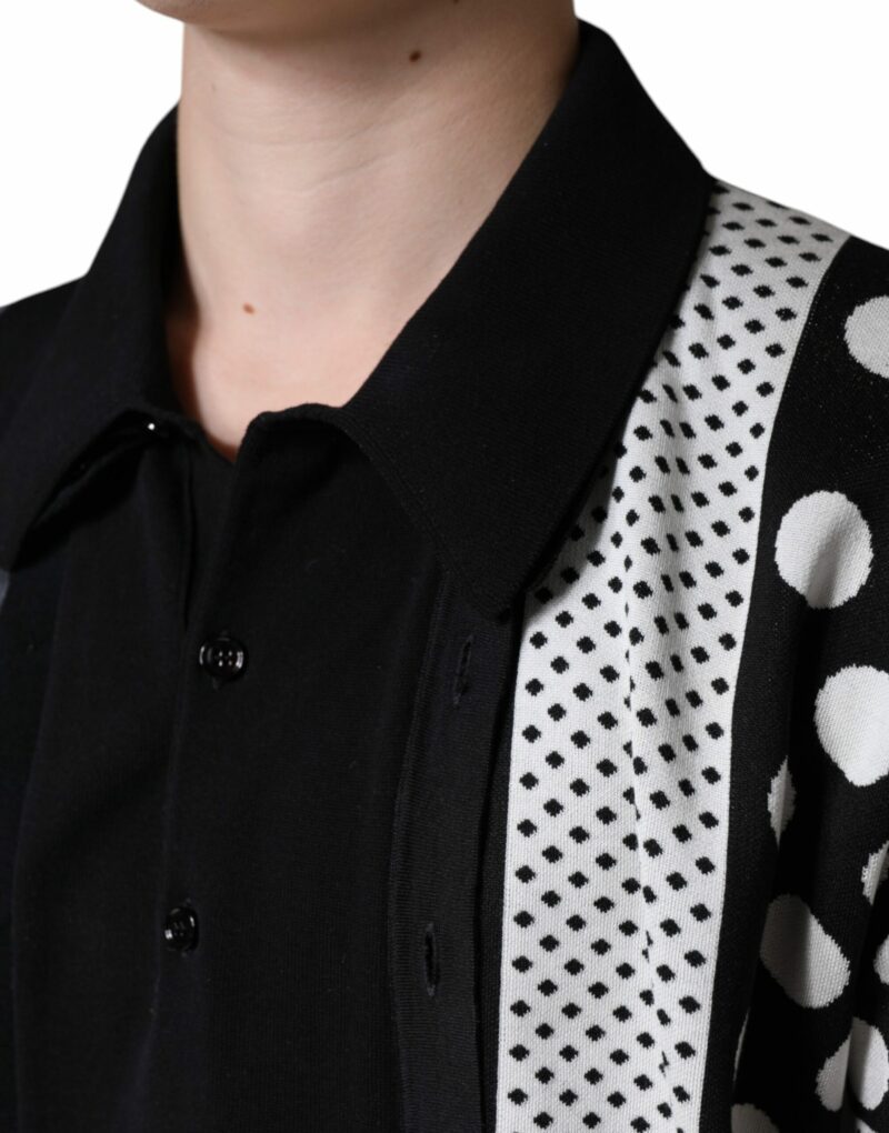 Dolce & Gabbana Black White Polka Dot Collared Polo T-shirt - Image 8