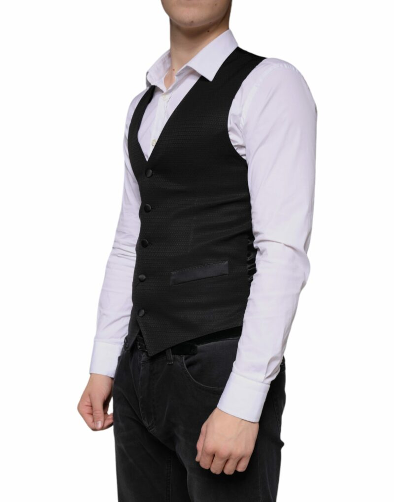 Dolce & Gabbana Black Wool Waistcoat Dress Formal Vest - Image 3