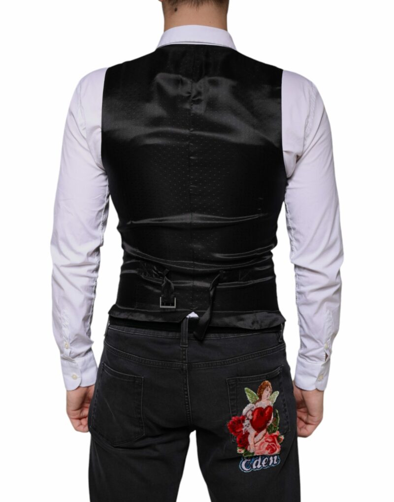 Dolce & Gabbana Black Wool Waistcoat Dress Formal Vest - Image 4