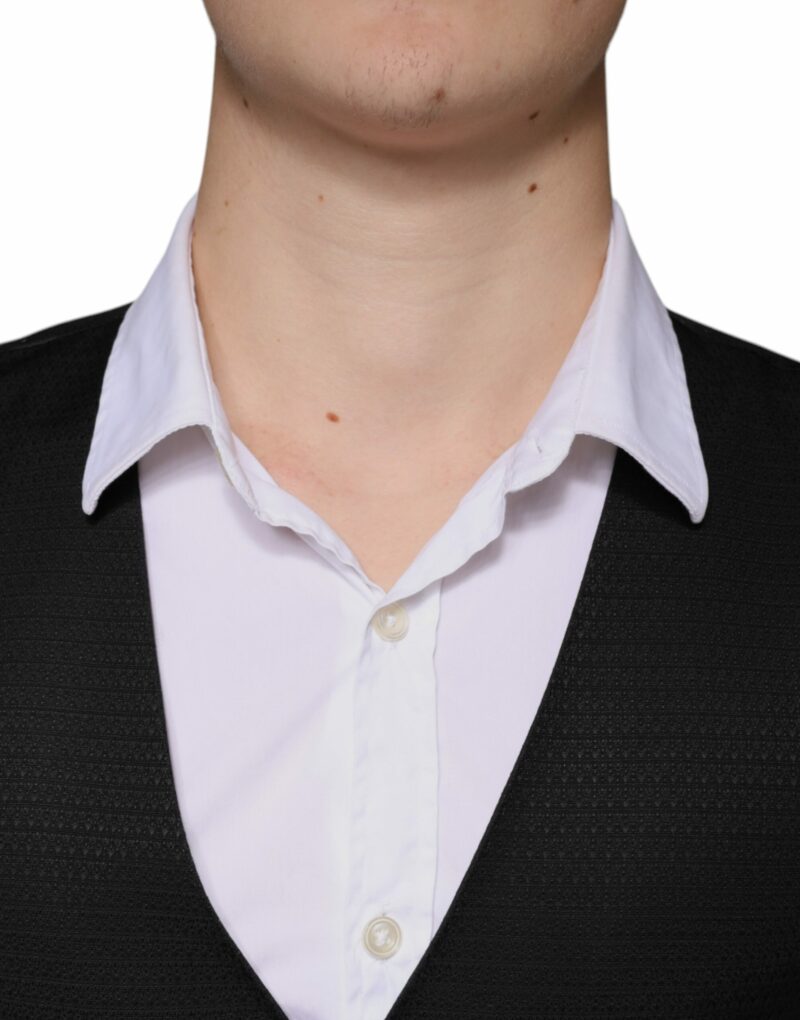 Dolce & Gabbana Black Wool Waistcoat Dress Formal Vest - Image 5
