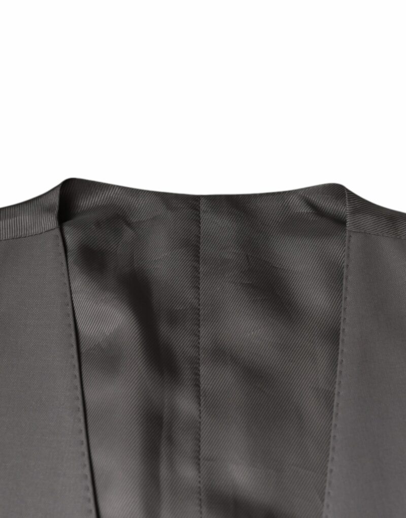 Dolce & Gabbana Light Gray Wool Formal Dress Waistcoat Vest - Image 7