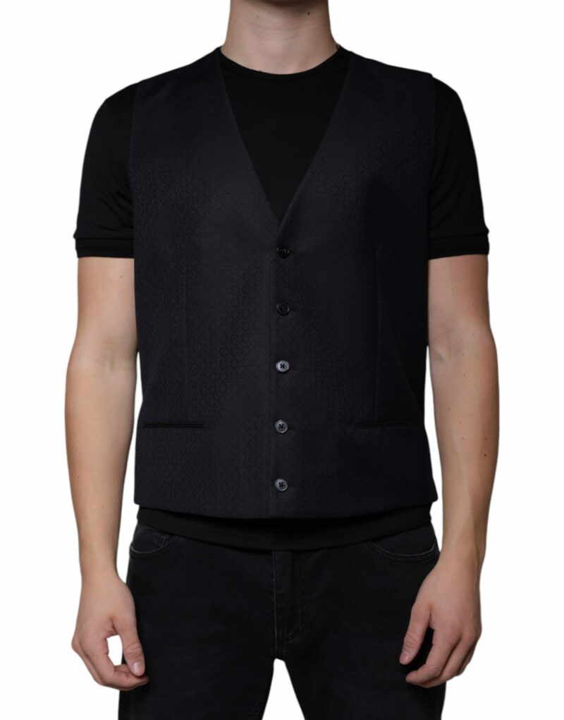 Dolce & Gabbana Black Wool Waistcoat Dress Formal Vest - Image 2