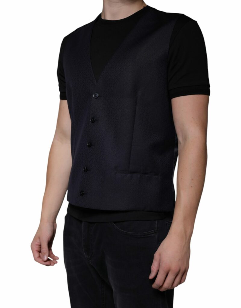 Dolce & Gabbana Black Wool Waistcoat Dress Formal Vest - Image 3