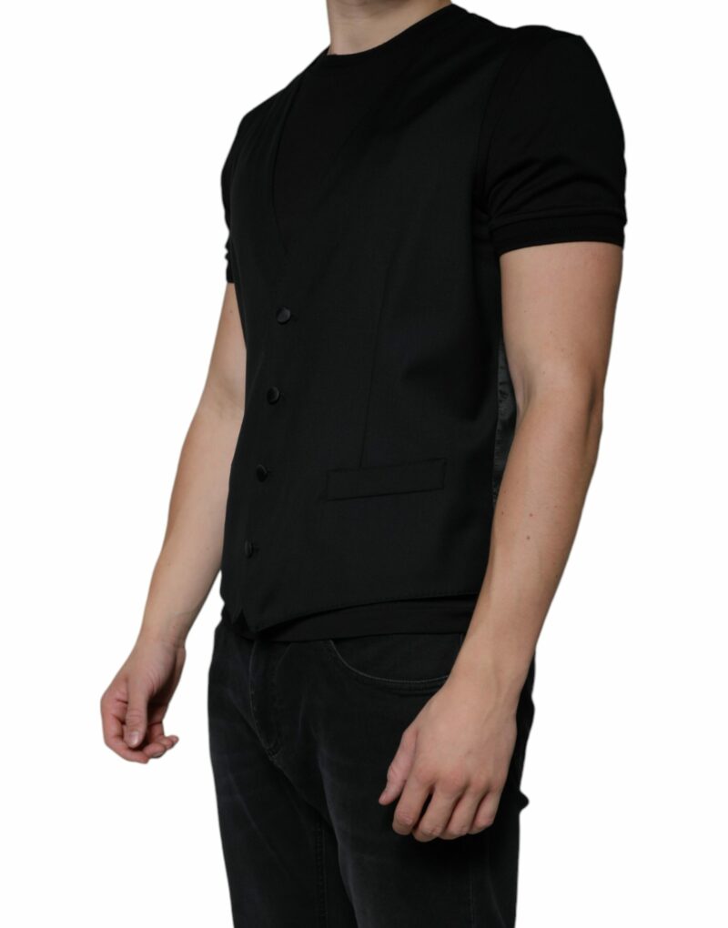 Dolce & Gabbana Black Wool Waistcoat Dress Formal Vest - Image 3