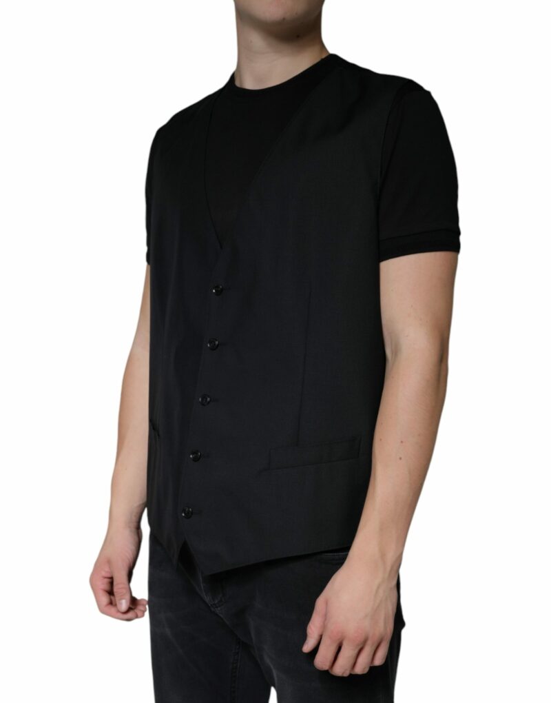 Dolce & Gabbana Black Wool Waistcoat Dress Formal Vest - Image 3