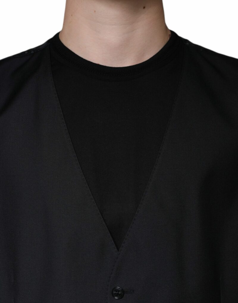 Dolce & Gabbana Black Wool Waistcoat Dress Formal Vest - Image 5