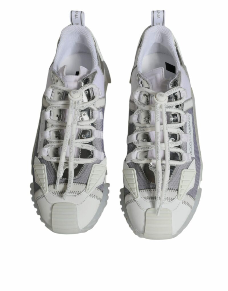 Dolce & Gabbana White Silver Low Top NS1 Sneakers Shoes - Image 3