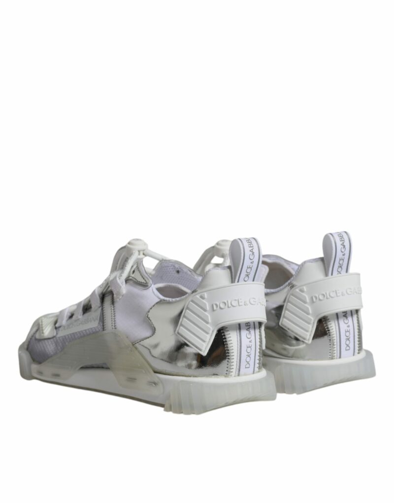 Dolce & Gabbana White Silver Low Top NS1 Sneakers Shoes - Image 5