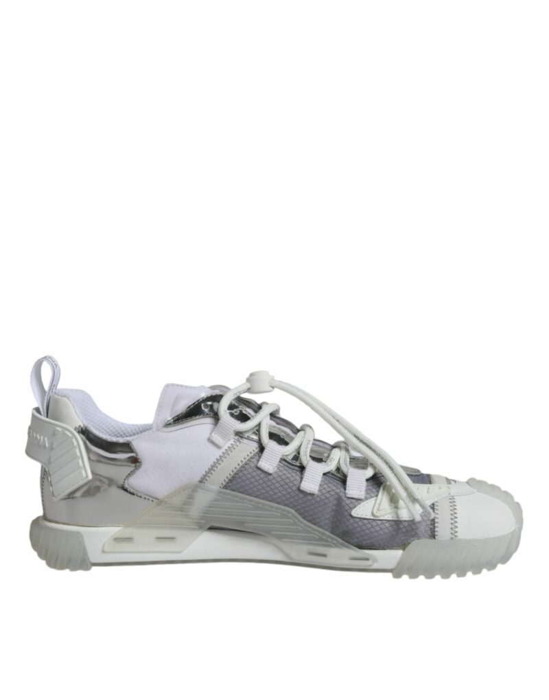Dolce & Gabbana White Silver Low Top NS1 Sneakers Shoes - Image 6