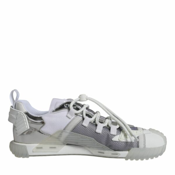 Dolce & Gabbana White Silver Low Top NS1 Sneakers Shoes