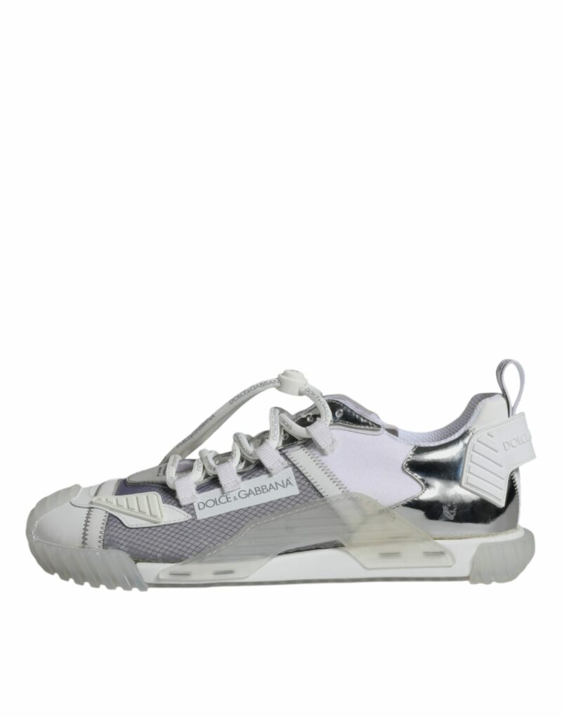 Dolce & Gabbana White Silver Low Top NS1 Sneakers Shoes - Image 7