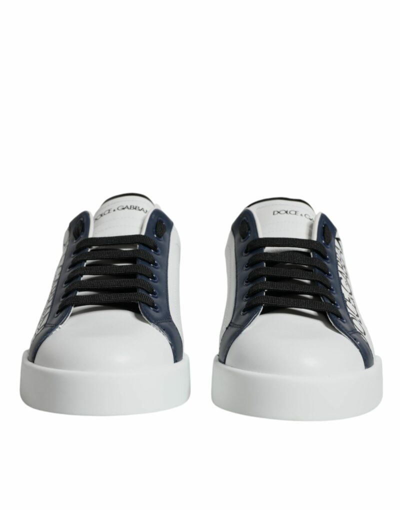 Dolce & Gabbana White Blue Leather Crown Milano Sneakers Shoes - Image 2