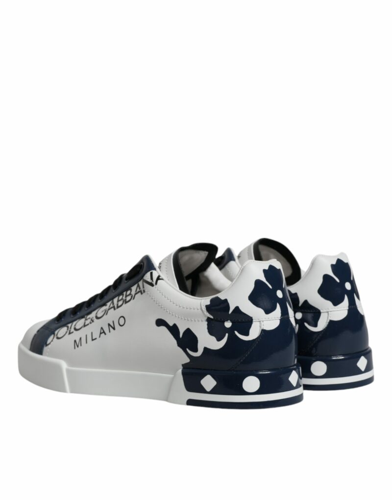 Dolce & Gabbana White Blue Leather Crown Milano Sneakers Shoes - Image 5