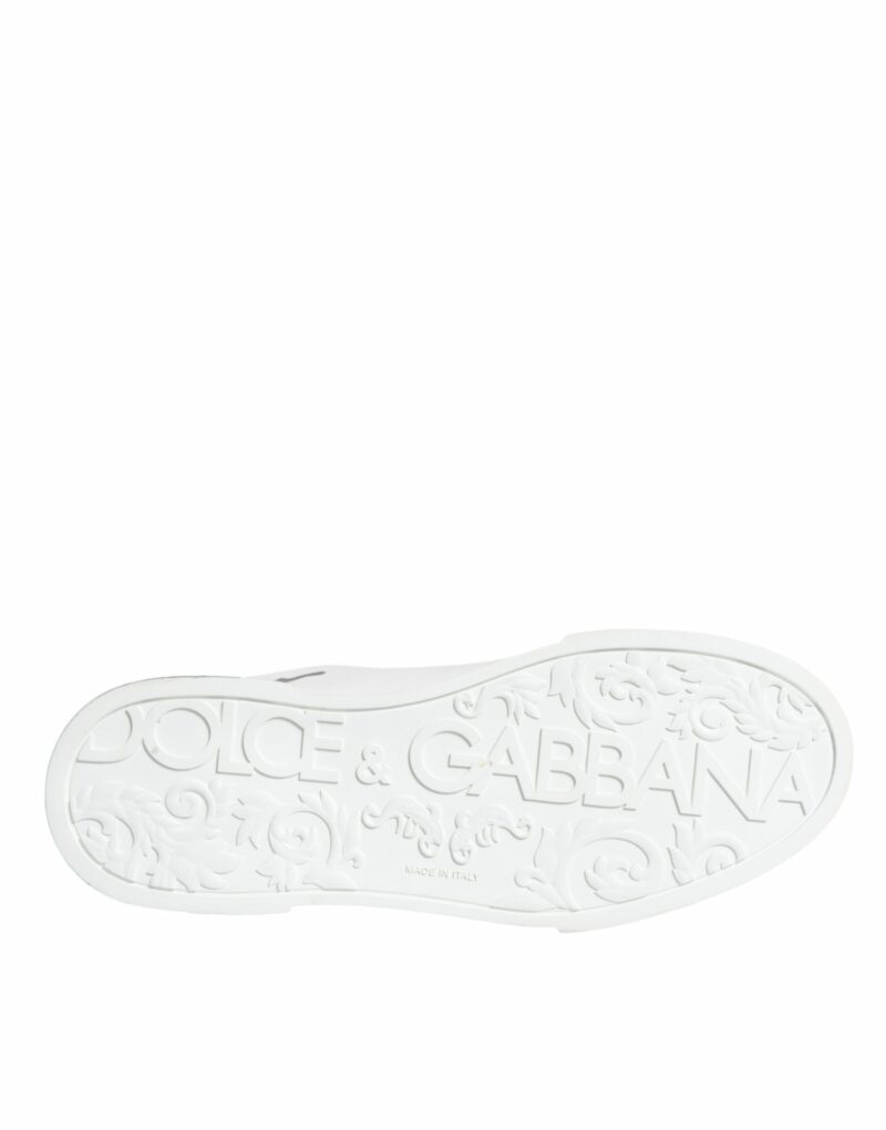 Dolce & Gabbana White Blue Leather Crown Milano Sneakers Shoes - Image 8