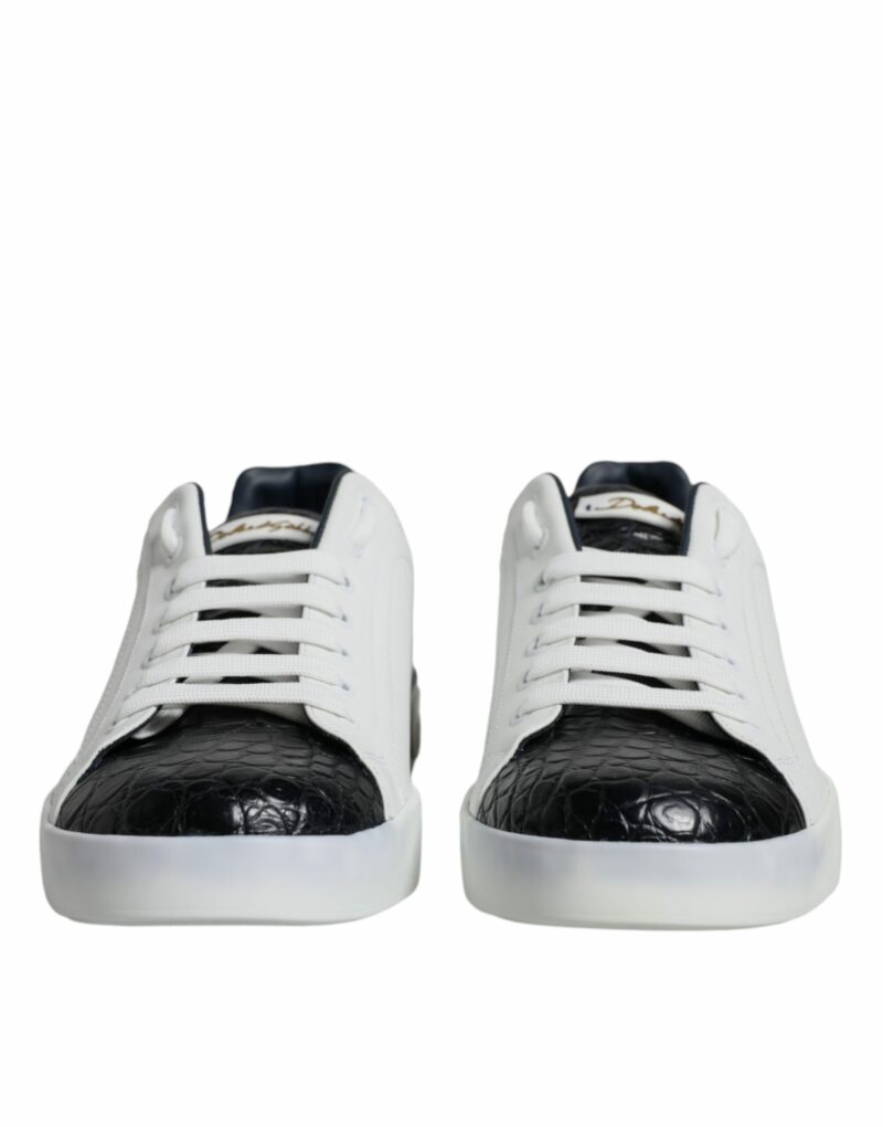 Dolce & Gabbana White Leather Logo Portofino Sneaker Shoes - Image 2