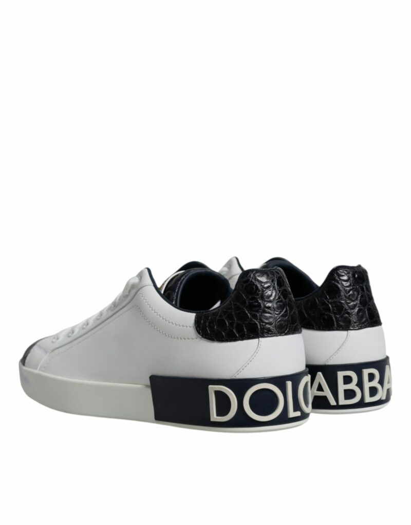 Dolce & Gabbana White Leather Logo Portofino Sneaker Shoes - Image 5